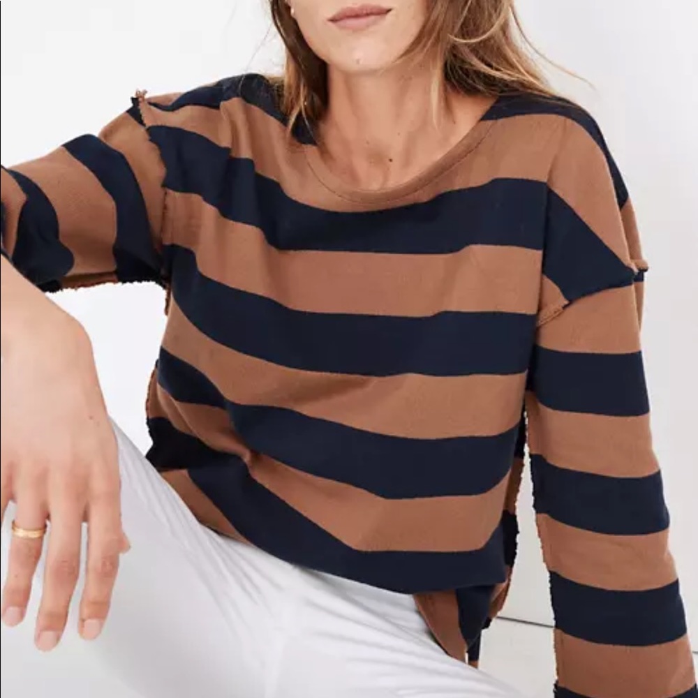 Madewell Striped Luxe Long Sleeve Tee - Picture 1 of 10